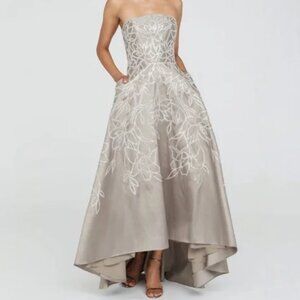 Theia Women's Pamela Embellished Mikado Strapless High Low Evening Gown